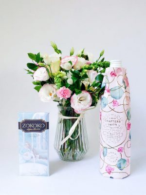 Delightful Trio Gift Pack with Small Vintage Posy Crafters Union Rose and Zokoko Chocolate